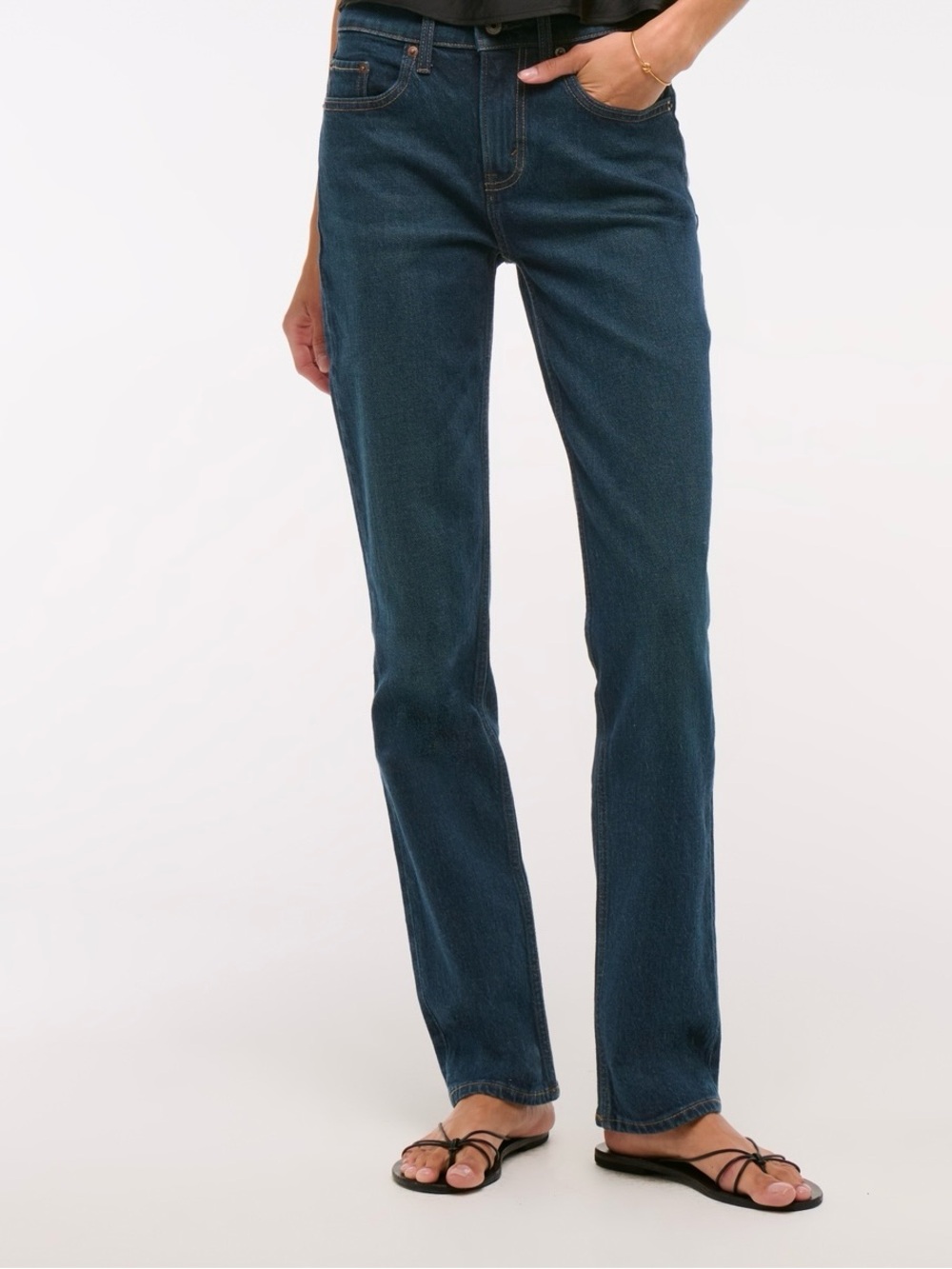 Abercrombie & Fitch Straight-Leg Jeans in Deep Indigo Blue